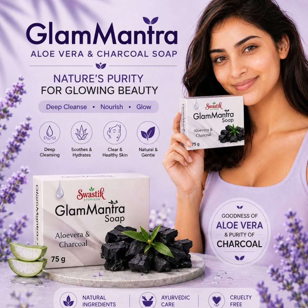 Glam Mantra Soap (Aloe Vera & Charcoal)