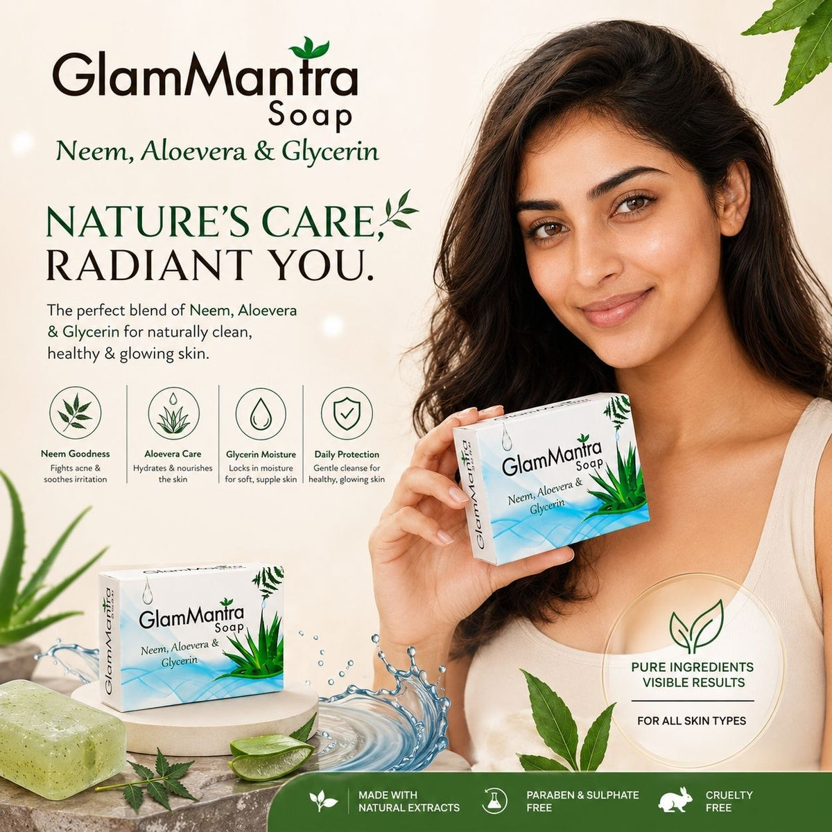 Glam Mantra Soap (Neem, Aloevera & Glycerin)
