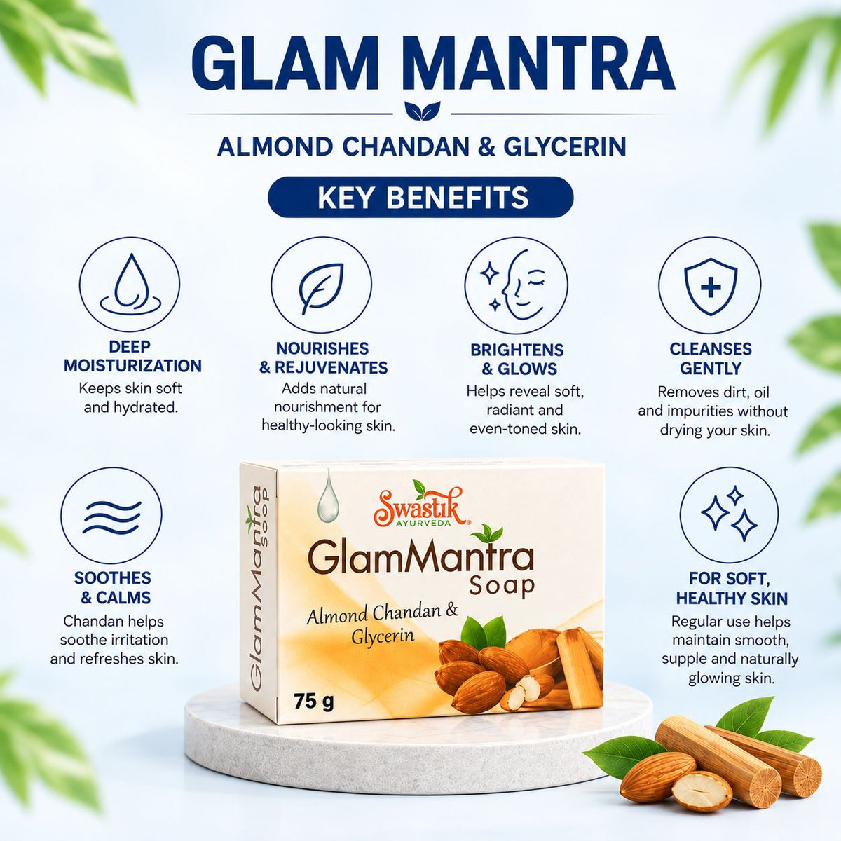 Glam Mantra Soap  (Almond Chandan & Glycerin Soap)