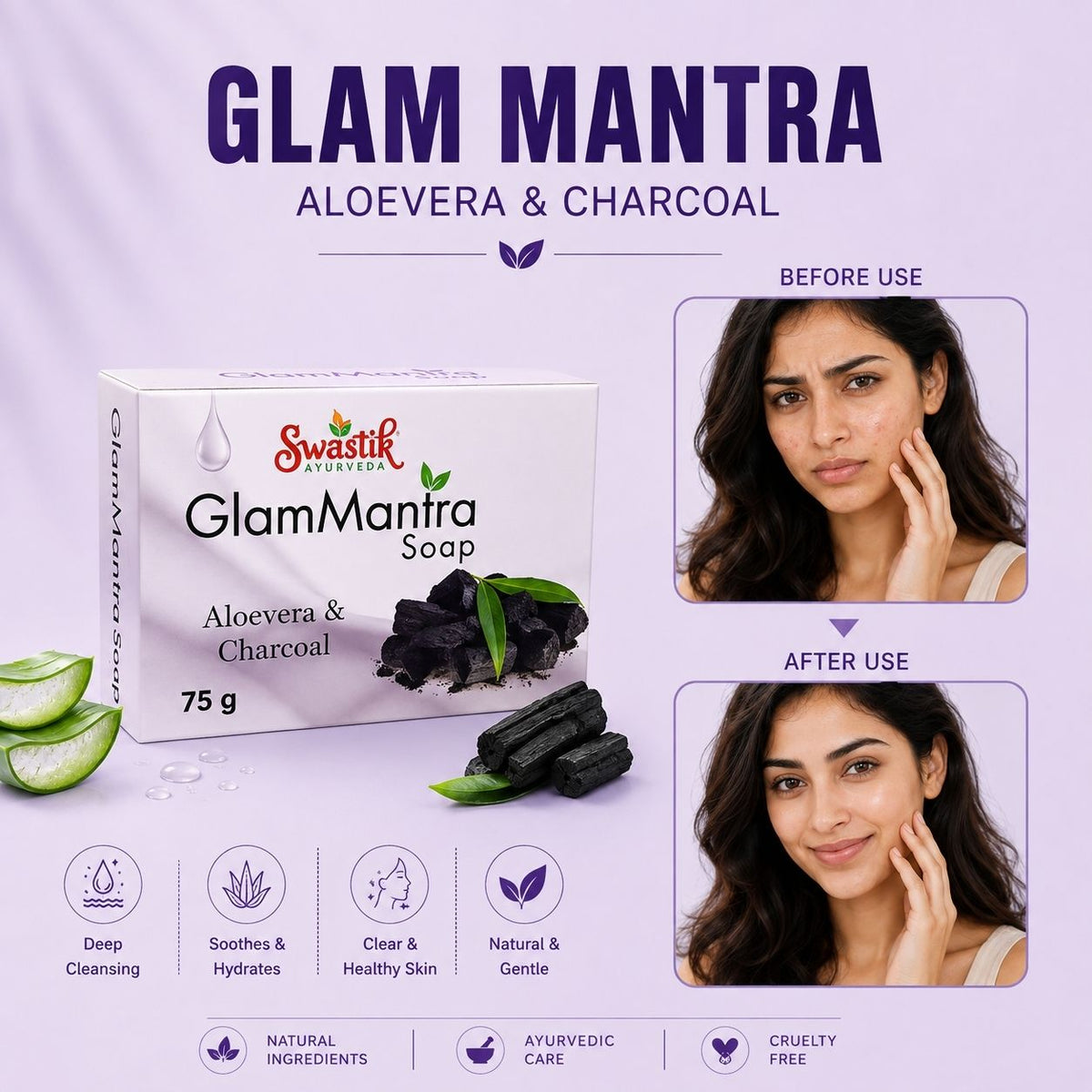 Glam Mantra Soap    (Aloe Vera & Charcoal)